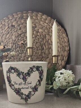 Vtg Marshall Pottery Yesteryears Scripture Crock Lid Gift of God Eternal Life